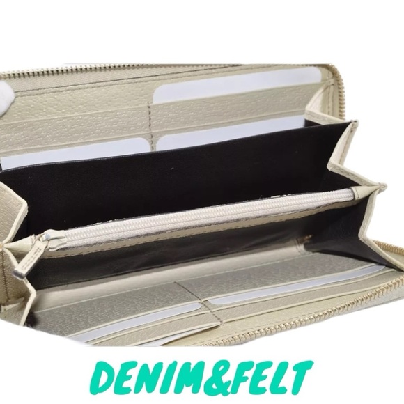 🤎GUCCI GG Beige/Off White Monogram Metal Bar Zip Around Long Wallet | PRELOVED! - Picture 15 of 16